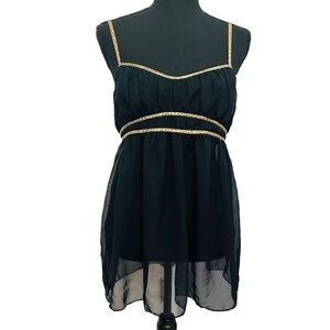 Victoria’s Secret Babydoll Dress Sheer Black Leopard Print Coquette Size Large